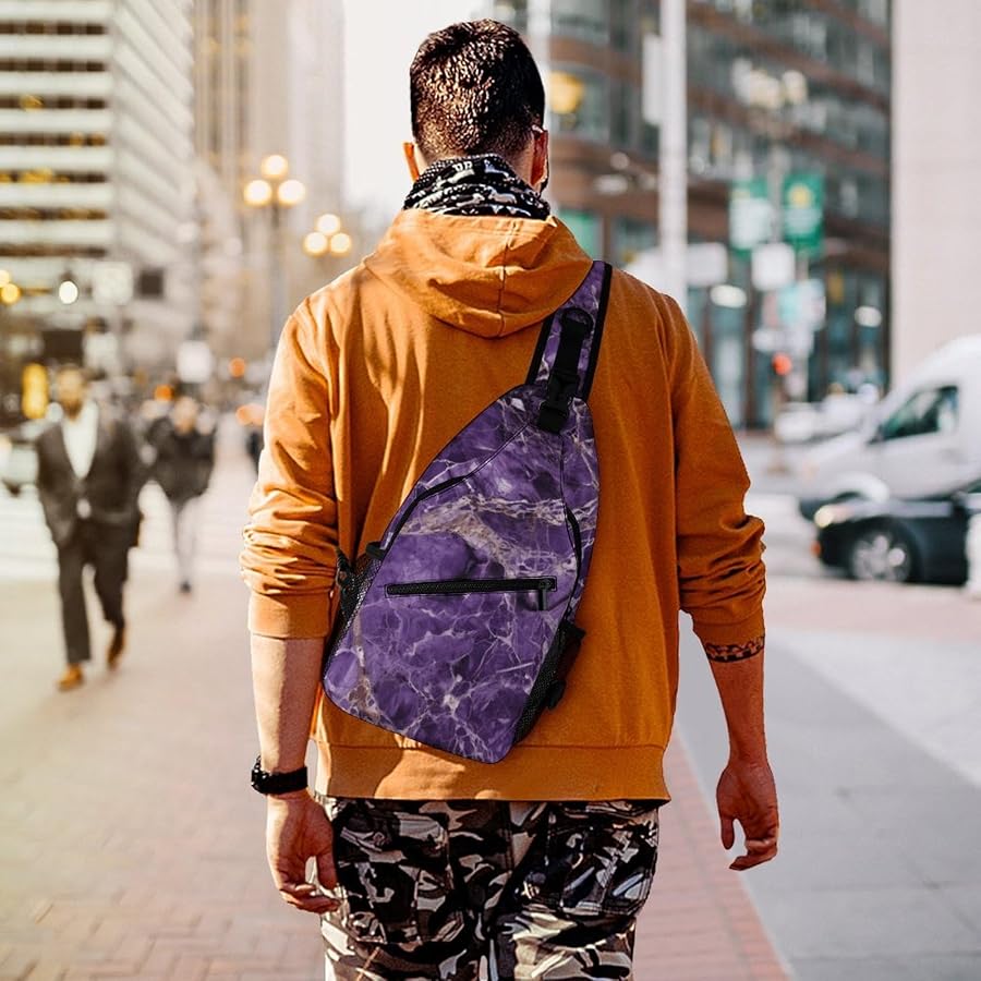 Amazon.com: Marble Purple Crossbody Sling Backpack Travel Shoulder